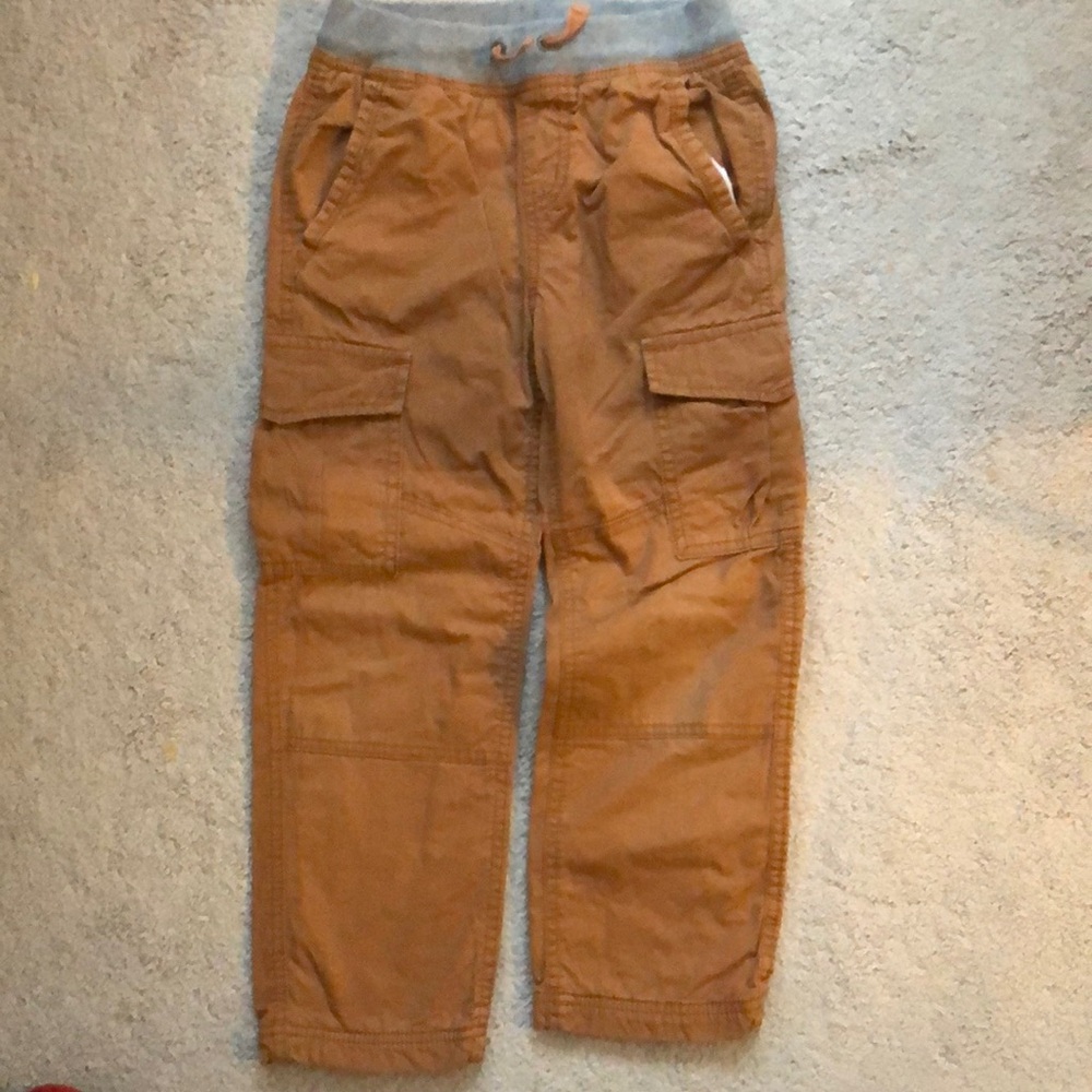 Children's Brown Cargo Pants with Gray Waistband